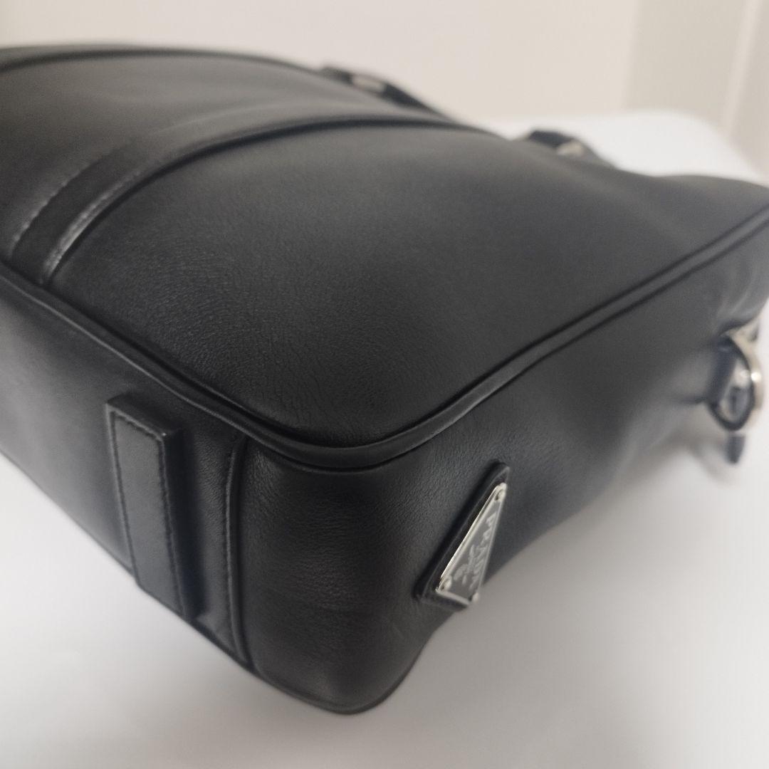 極美品☆　プラダ 2way　オールレザー　ビジネスバッグ　サイドロゴプレート