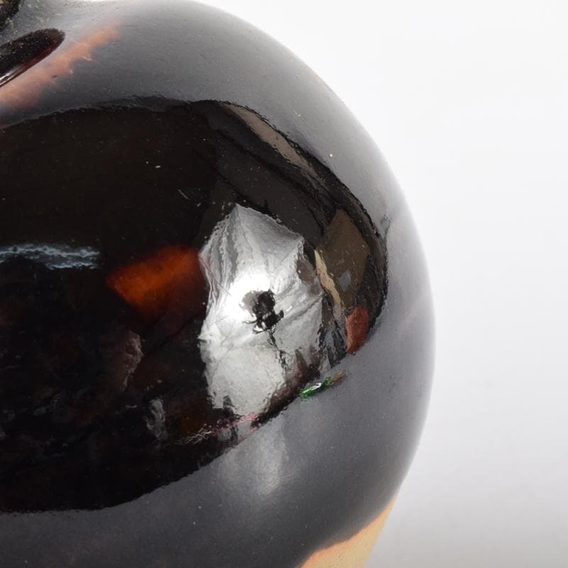 茶道具　京焼　清水焼　桶谷定一作　文琳茶入　仕覆付　共箱　V　6993