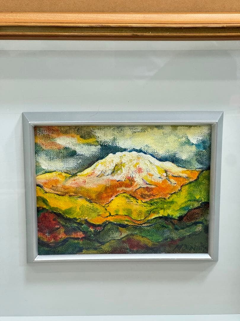 富士山 絵画 油絵 カラフル 手描き インテリア アート