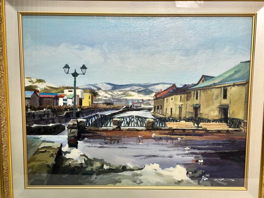 y*o様 #松田小夜子「早春の運河」油彩画　額装 直筆サイン