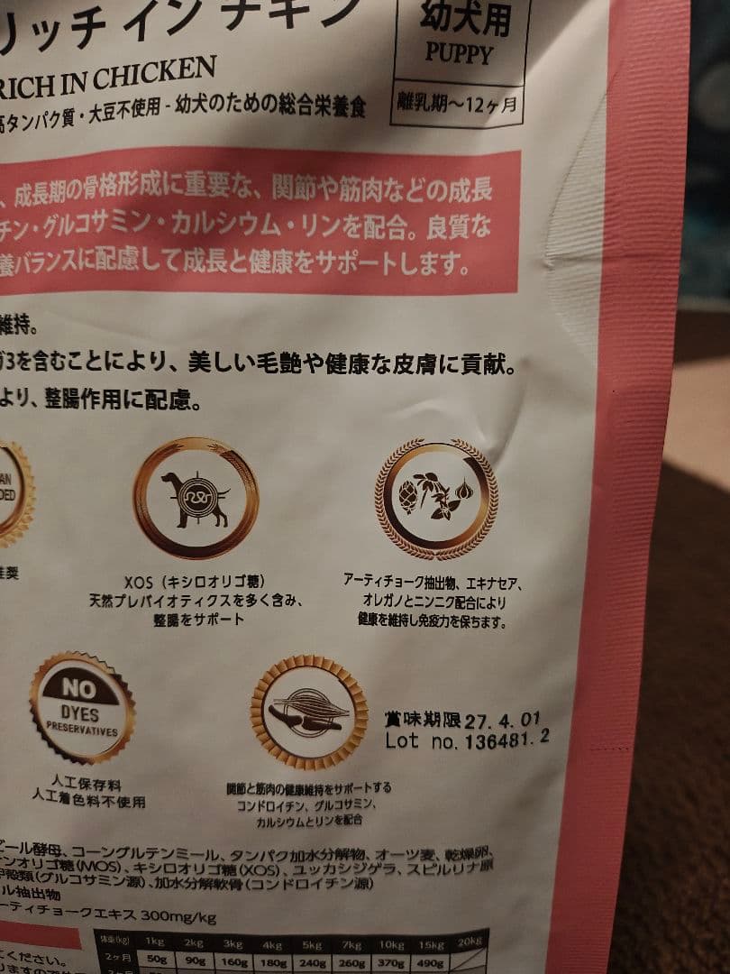 ELMO 幼犬用成犬用チキンドライフード 4袋セット