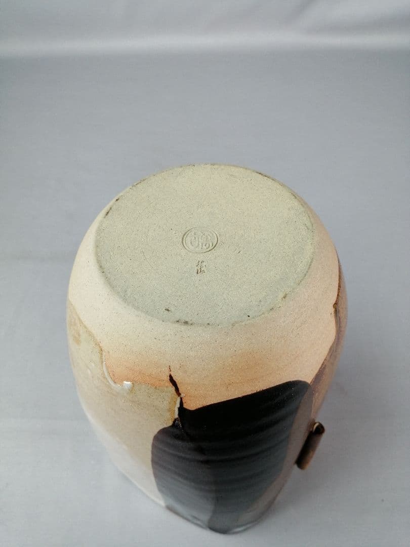 【茶道具】萬古焼　仁清写耳付水指　水指396