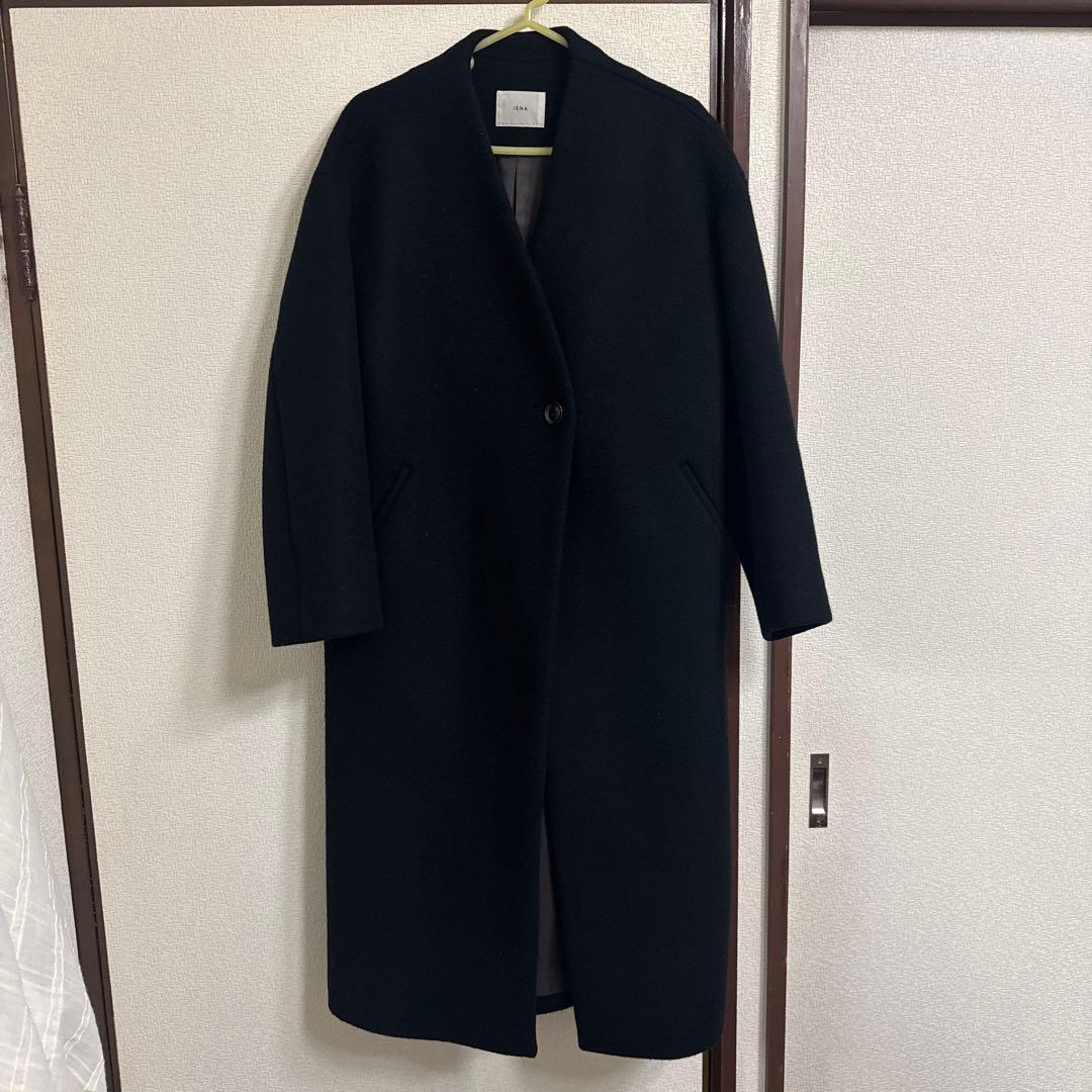 ［りぃ】IENAイエナ ダブルビーバーノーカラーVネックコート
