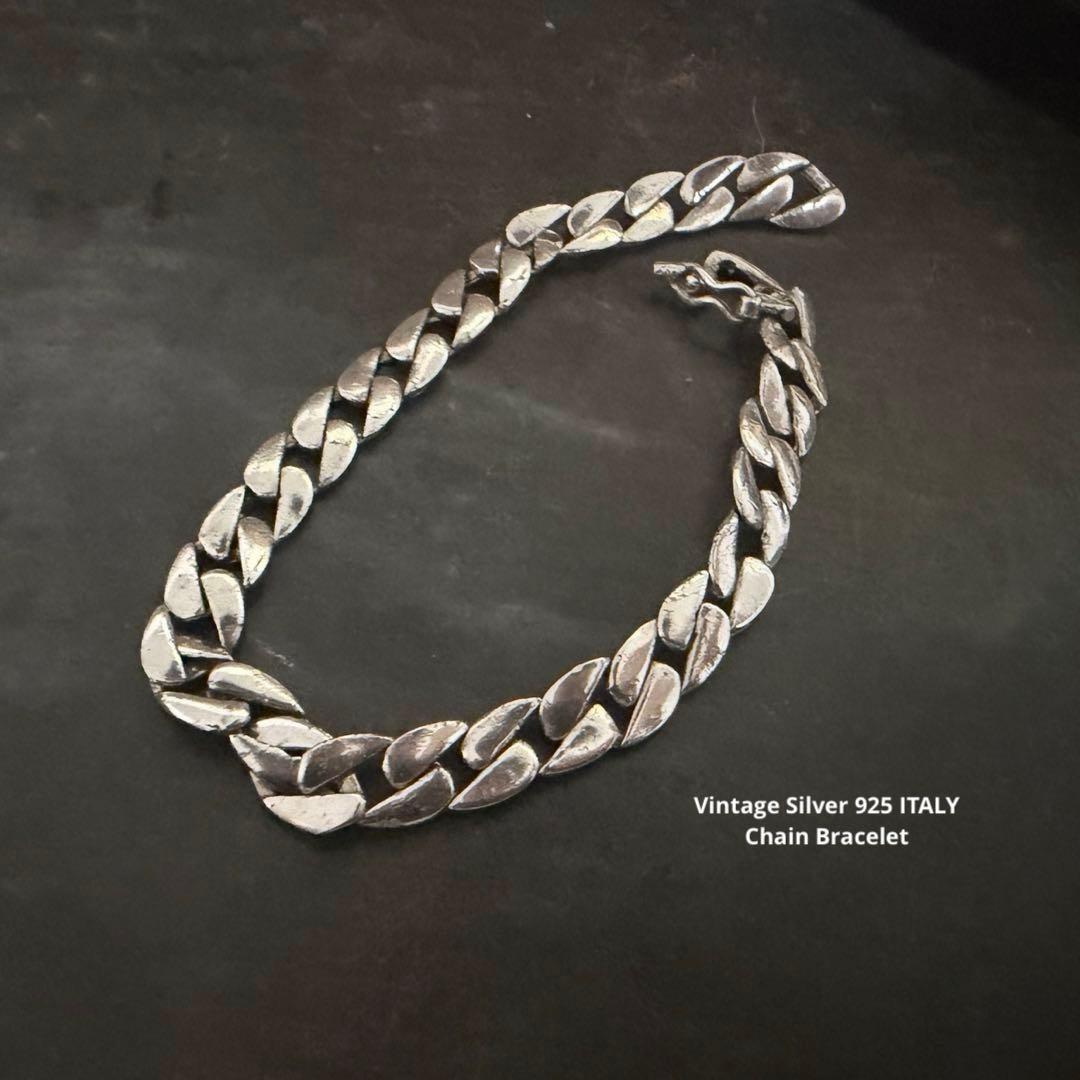 ヴィンテージ　イタリア　アンティーク　シルバー　925 ブレスレット　喜平