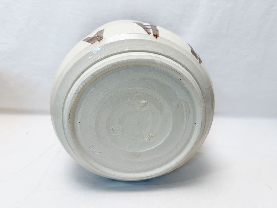 未使用 水屋道具 瀬戸 志野 水屋瓶 六兵衛 陶印 割蓋付き 水差し