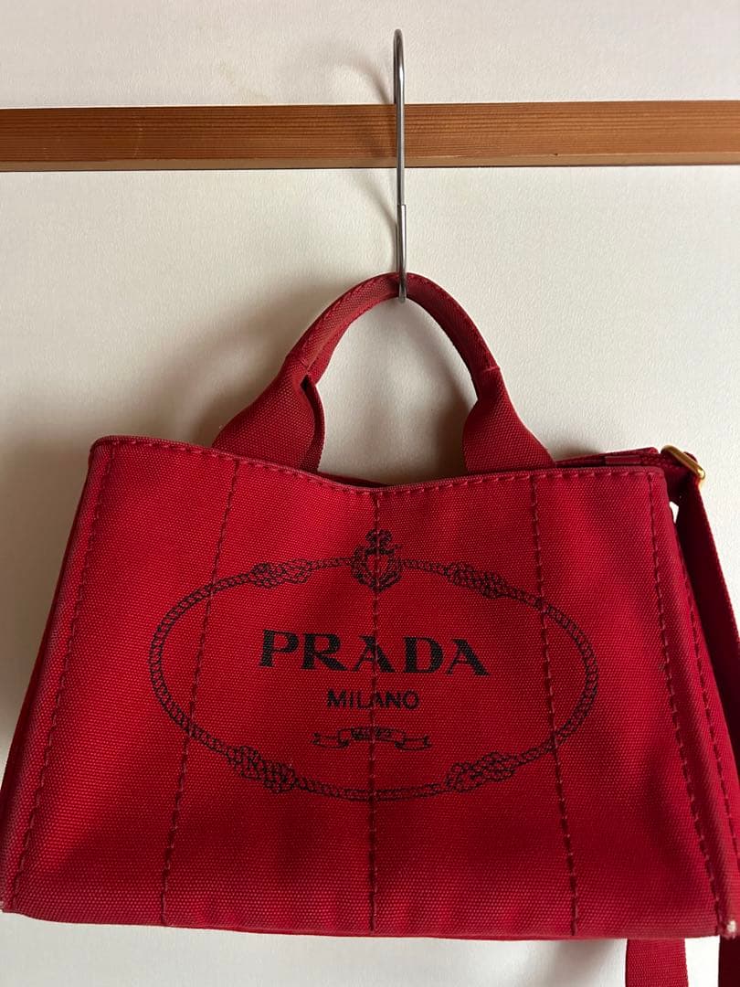 PRADA CANAPA カナパ　レッド トートバッグ赤プラダ