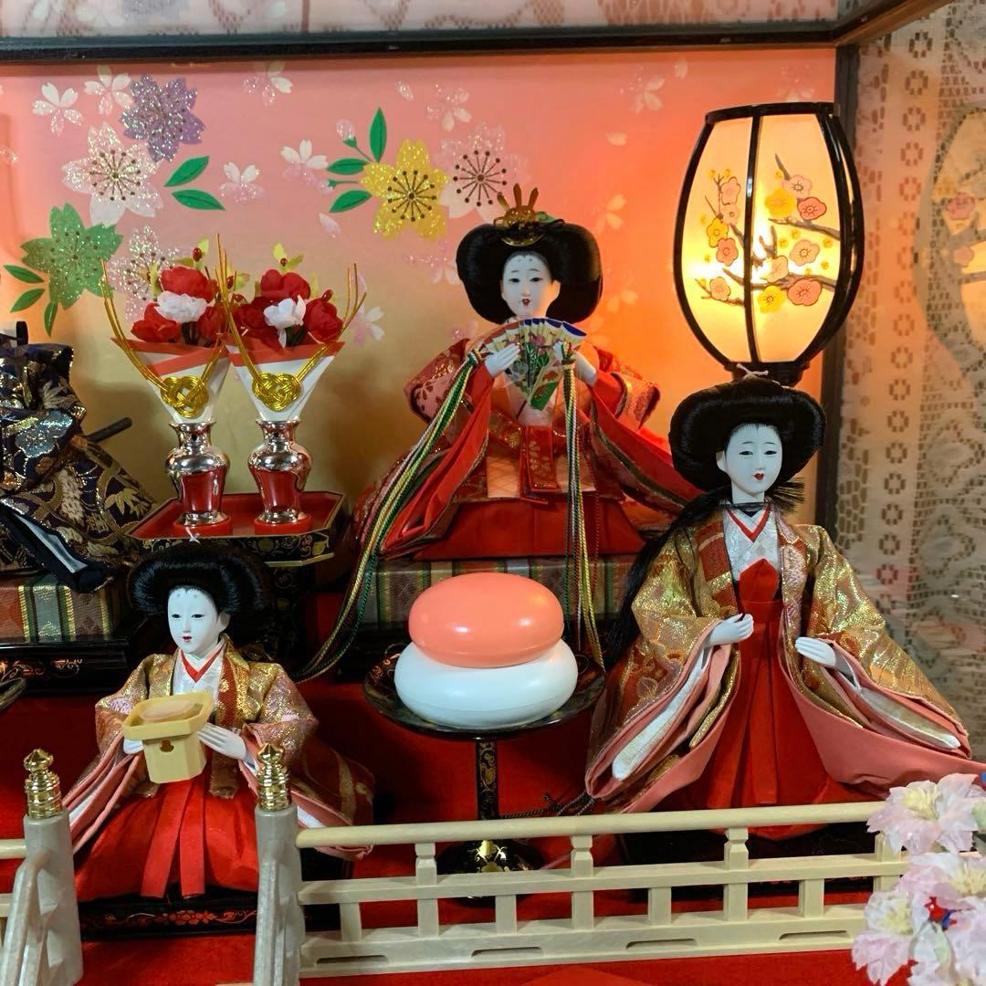 雛飾り　ガラスケース　雛人形　お内裏様　美品　オルゴール付　1368