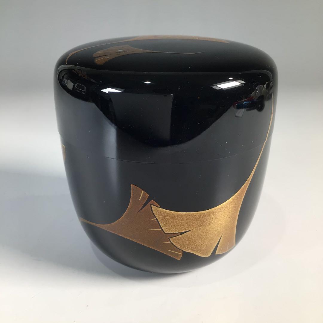 Ｎ８１９　棗　『鈴谷鐡五郎作』『螺鈿』『銀杏蒔絵』『中棗』　共箱　茶道具