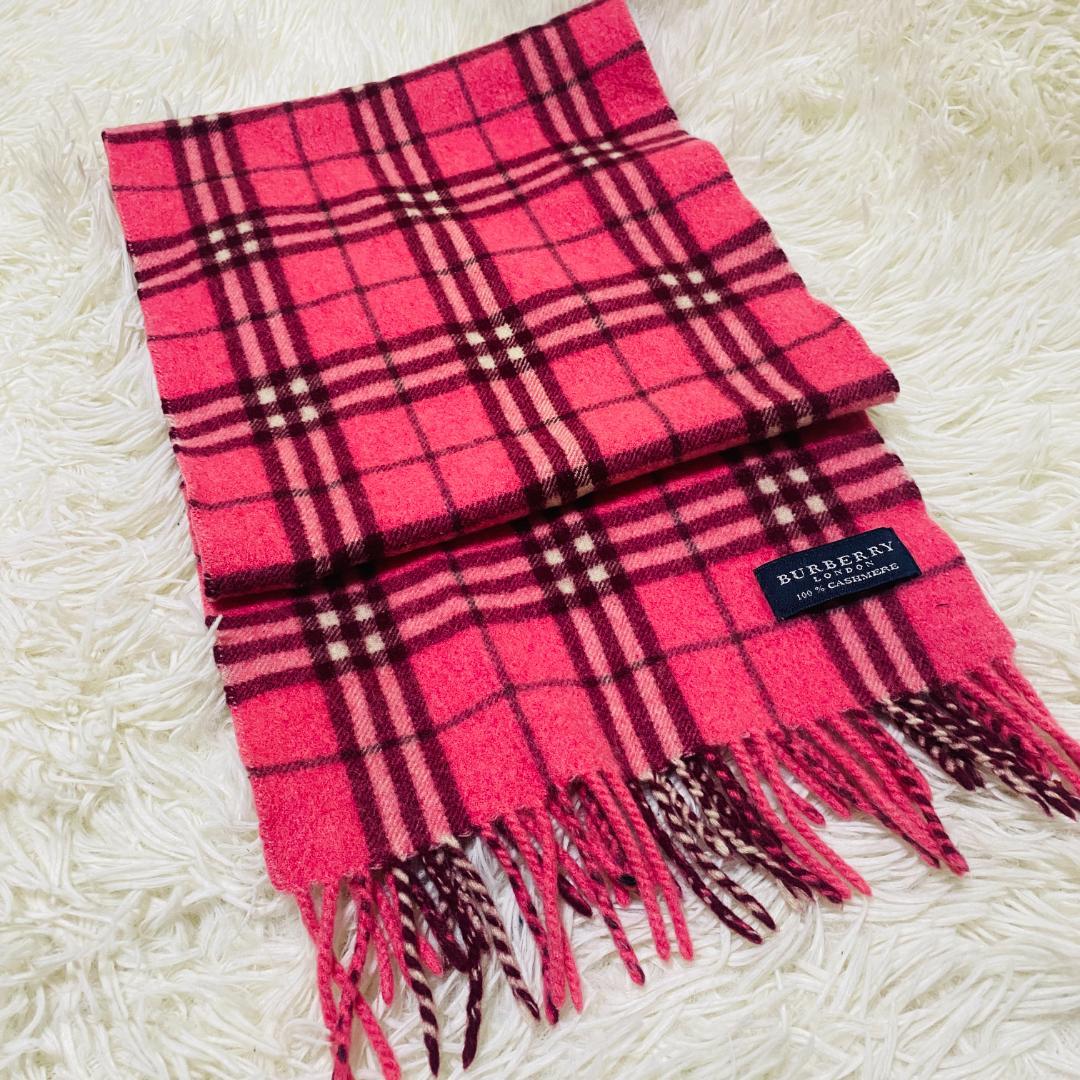 美品　BURBERRY BLUE LABEL ノバチェック マフラー ピンク