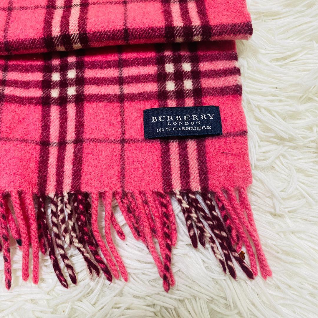 美品　BURBERRY BLUE LABEL ノバチェック マフラー ピンク