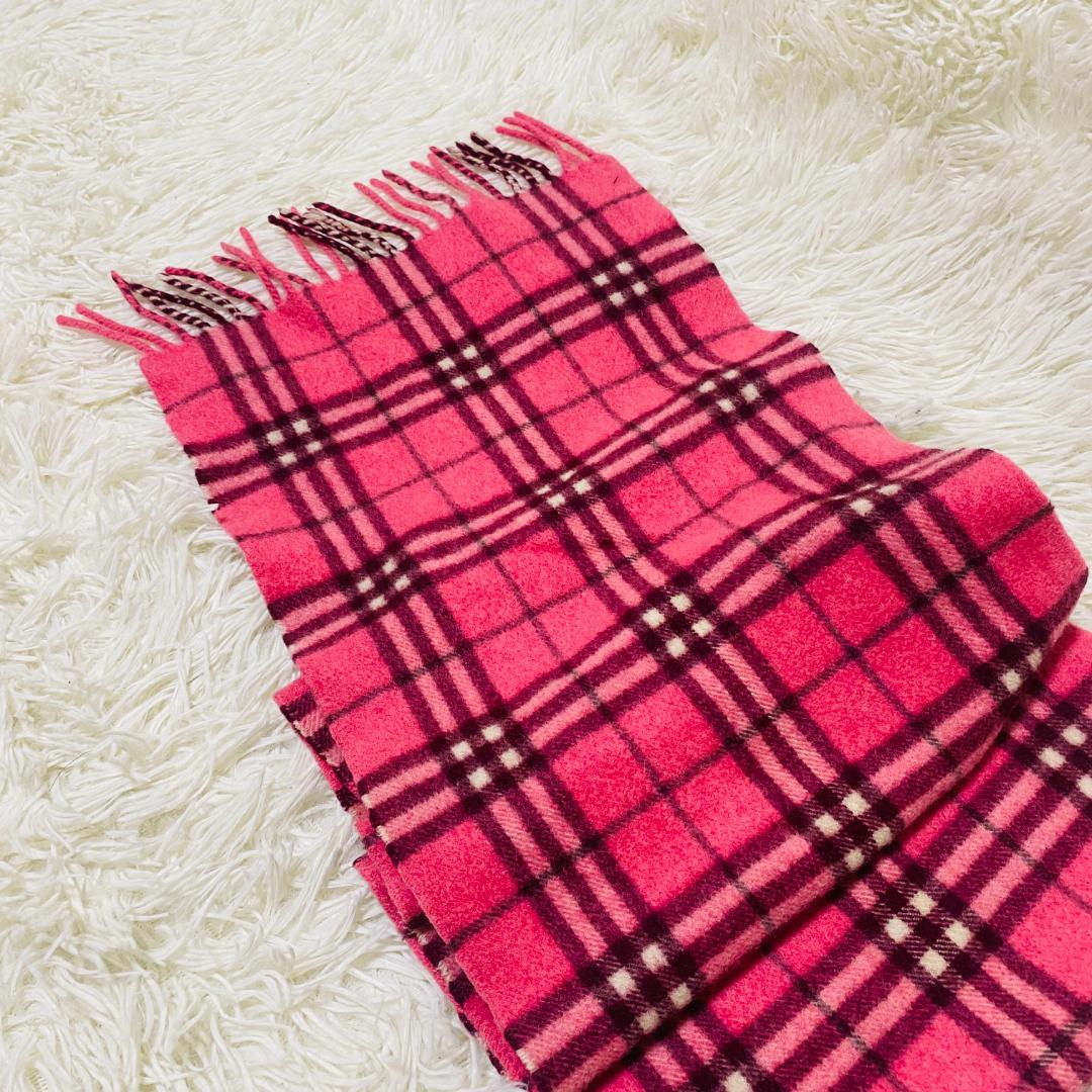 美品　BURBERRY BLUE LABEL ノバチェック マフラー ピンク