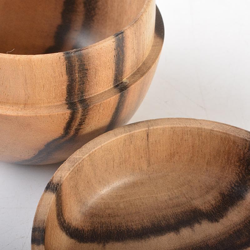 茶道具　百福作　黒柿製　棗　箱付　C　R7316