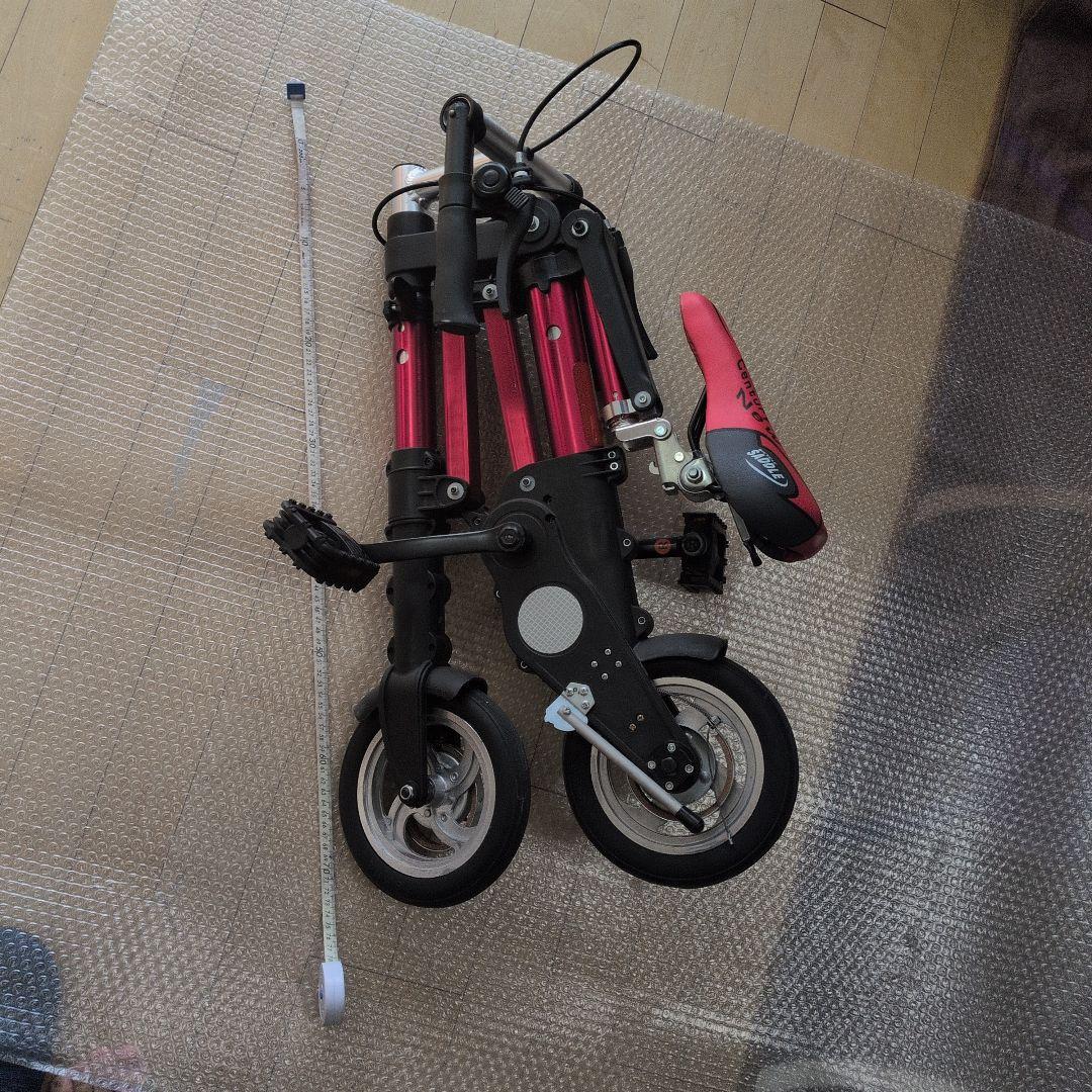 折りたたみ自転車 黒赤 コンパクト収納　 軽量 高さ4段階