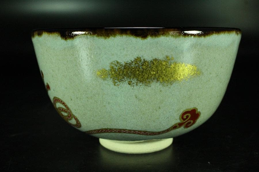 茶道具 膳所焼 色絵兜茶碗 共箱 未使用(K-A500)