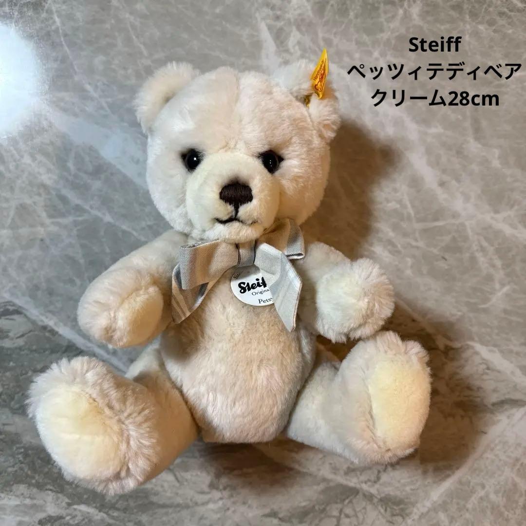 Steiff テディベア　PETSY ペッツィ クリーム　チェックリボン