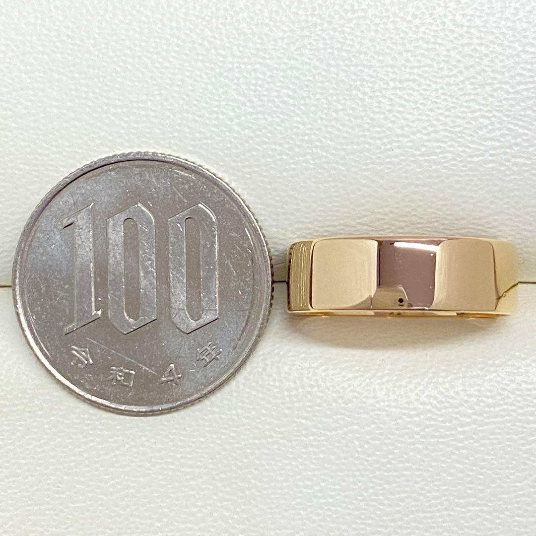 K18イエローゴールド　平打ちリング　サイズ15.3号　18金　6mm幅