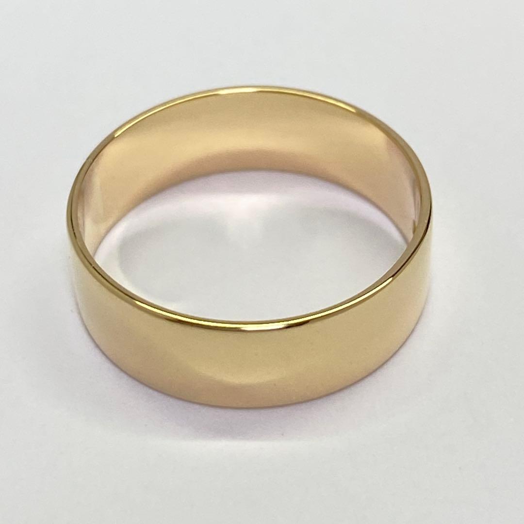 K18イエローゴールド　平打ちリング　サイズ15.3号　18金　6mm幅