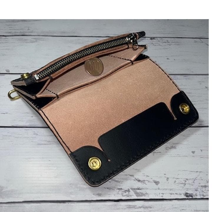 na0 ④ミドルトラッカーウォレット/姫路レザー茶芯/金具真鍮42タロン