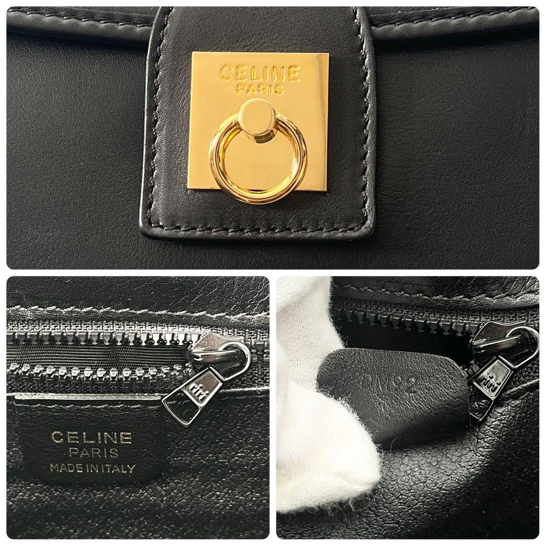 セリーヌ　ショルダーバッグ　ガンチーニ　レザー　ブラック　斜め掛け　イタリア製