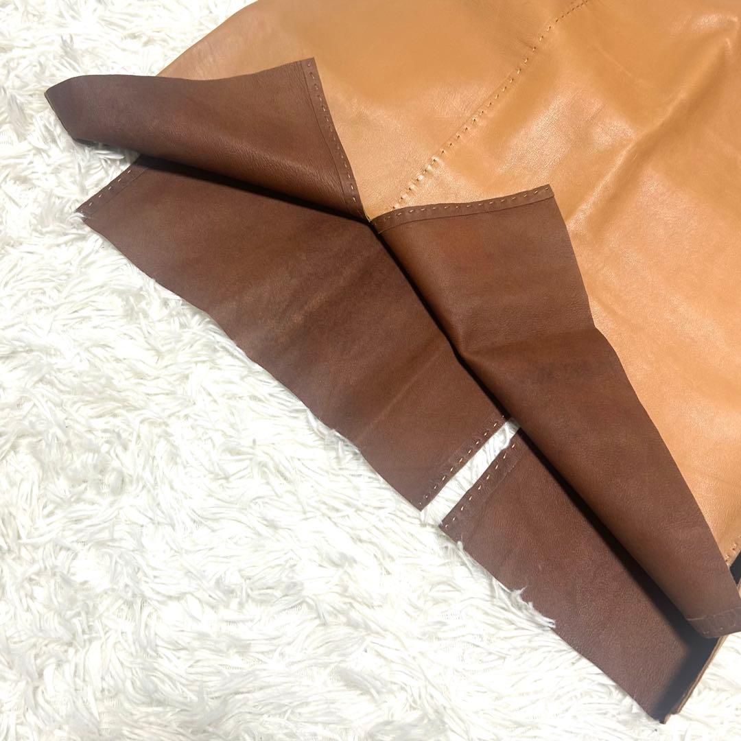 美品　エルメス　スカート　42(XL相当) ブラウン系 牛革　レザー