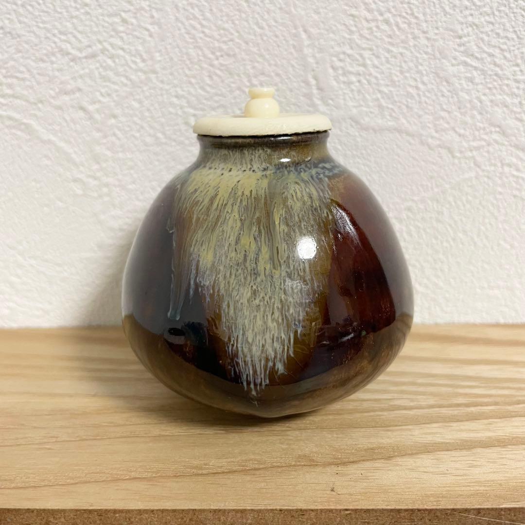 【新品未使用品】茶道具 高取焼 茄子茶入 喜恵作 共箱付き