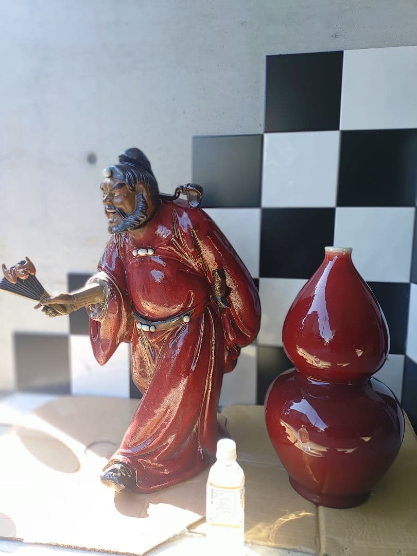 愛知 石湾陶器 中国 神様 鍾馗 しょうき像 疱瘡 魔除け 骨董品 学業合格祈願