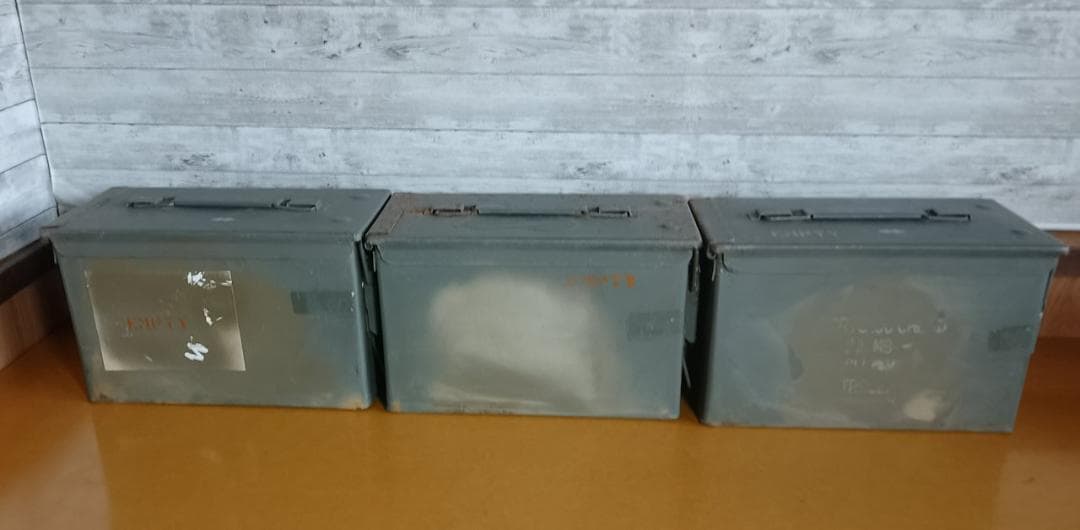 実物 USED 米軍 弾薬箱 アンモボックス 3セットインテリア サバゲー