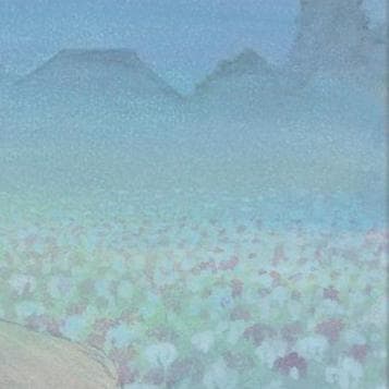 絵画「あやめ摘む」　水彩画