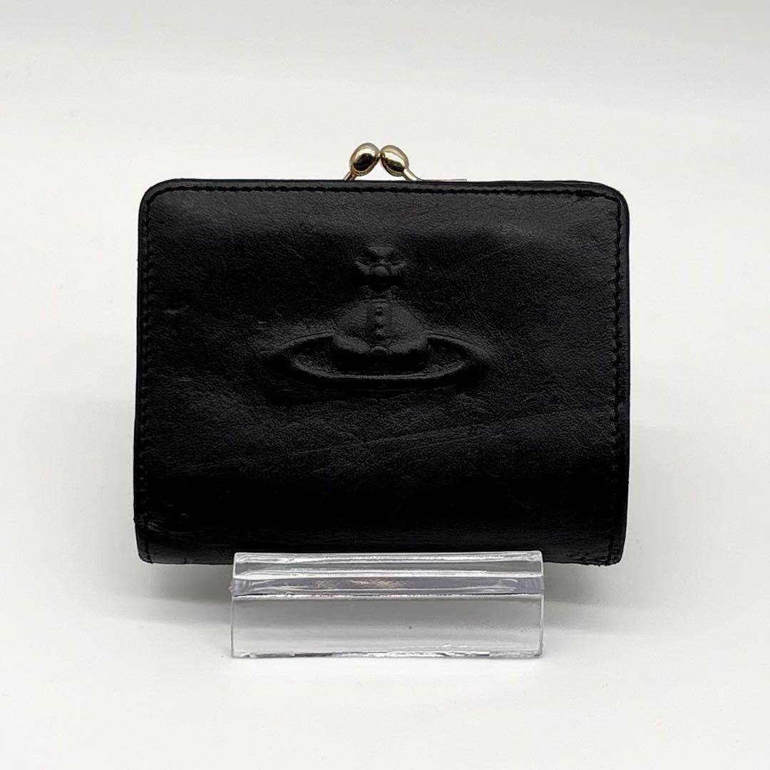 【美品】ヴィヴィアンウエストウッド レザー 二つ折り財布 オーブ 型押し ロゴ