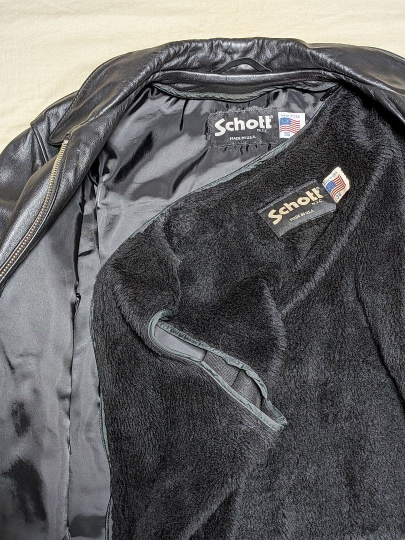 Schott 643 美品 38　USA トラッカー　ライダース　内ボア付