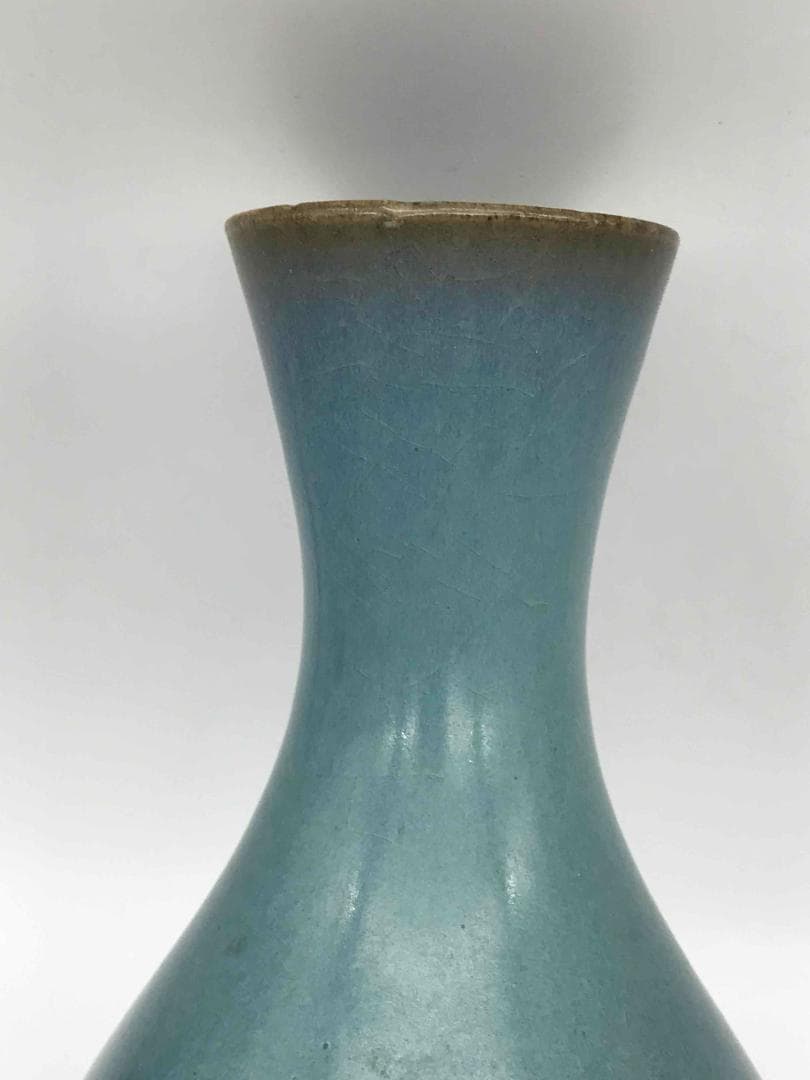 北宋時代　砧青磁広口瓶 尊　水注　青白磁　花瓶　茶入　茶道具(D-71)