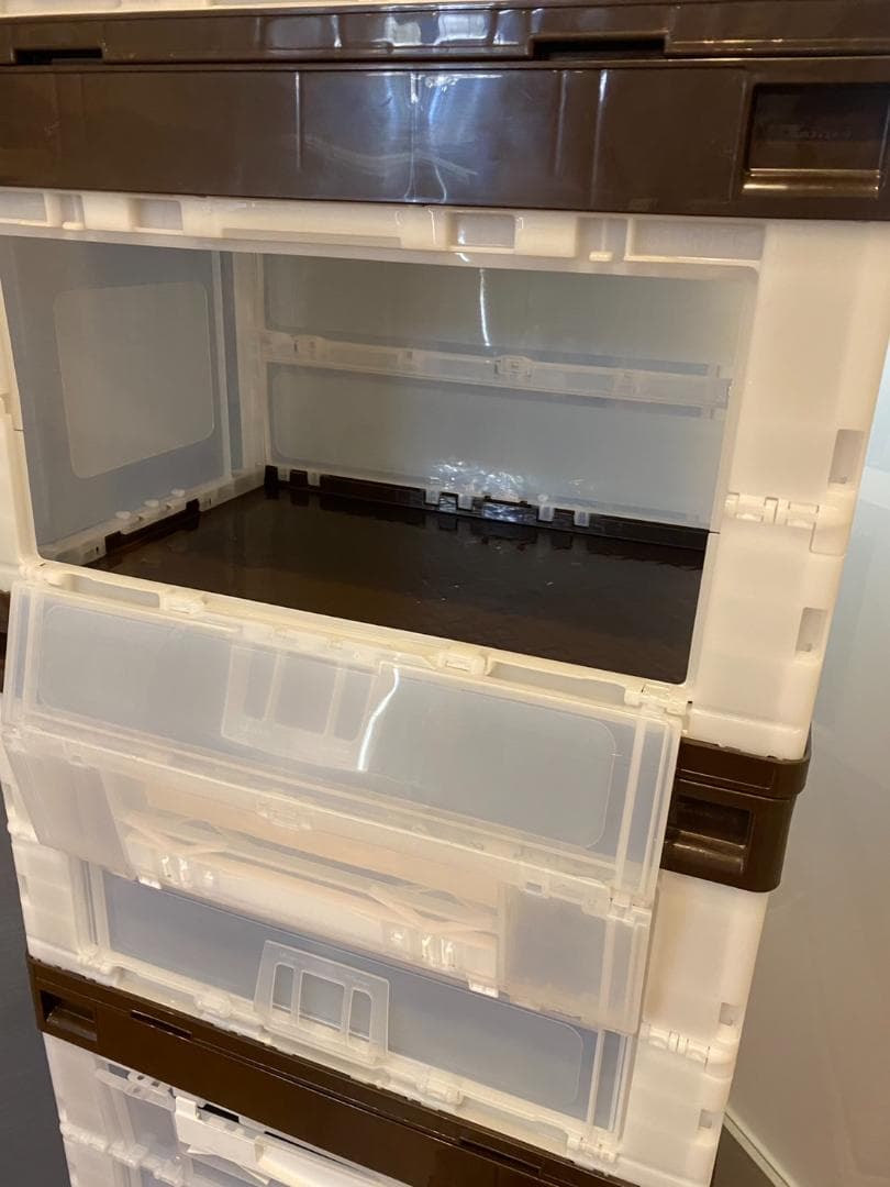 ASKUL 扉付折りたたみコンテナ 5段 50Lキャスター付き