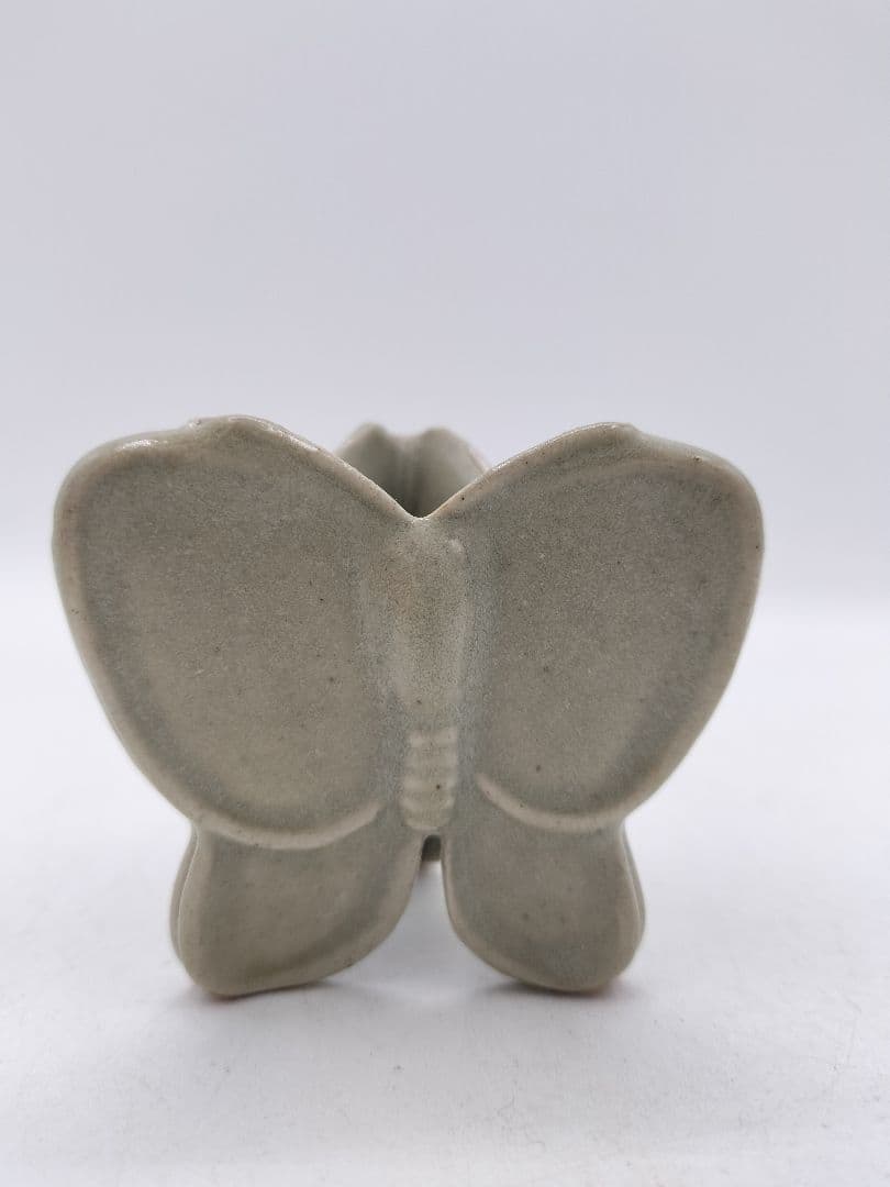 c734 蓋置 灰釉 蝶　遠州七窯　膳所　陽炎園 木箱 茶道具 古物