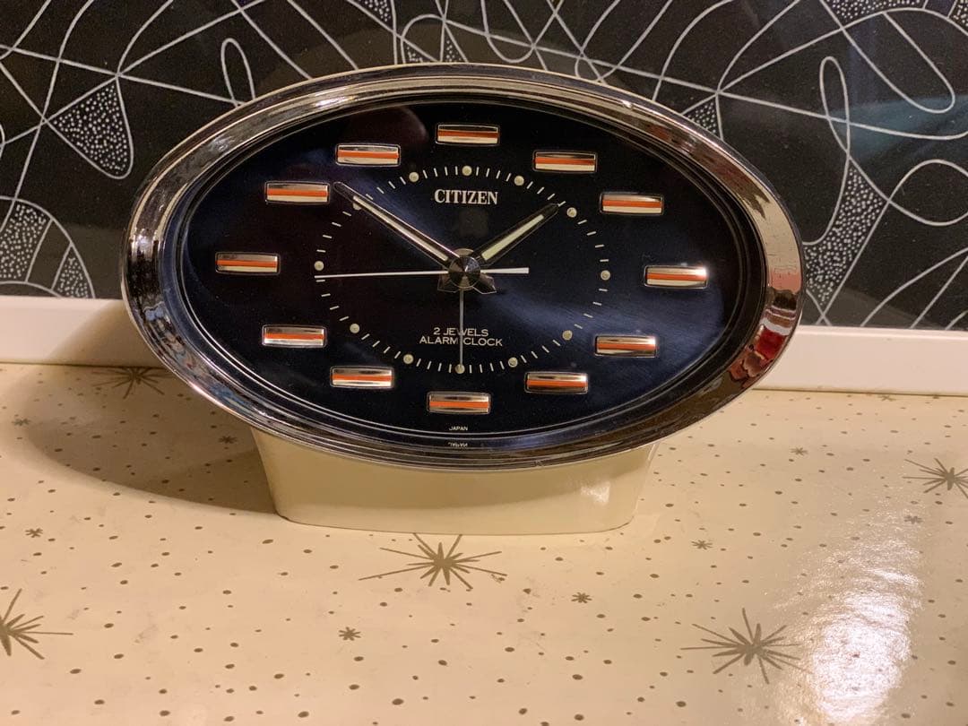 CITIZEN シチズン ゼンマイ　置時計☆昭和レトロ　スペースエイジ　70's