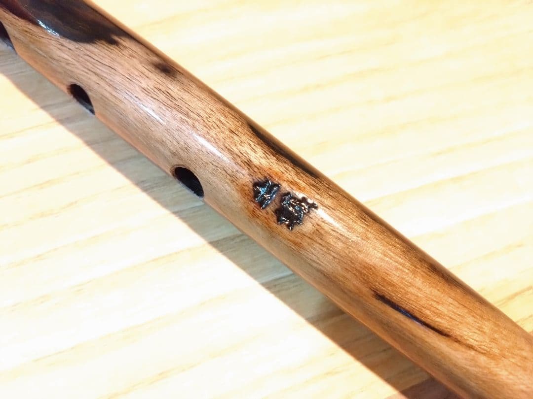 【ハンドメイド品】黒柿　笛　横笛　和楽器　7本調子　ドレミ調　一点物　未使用品①