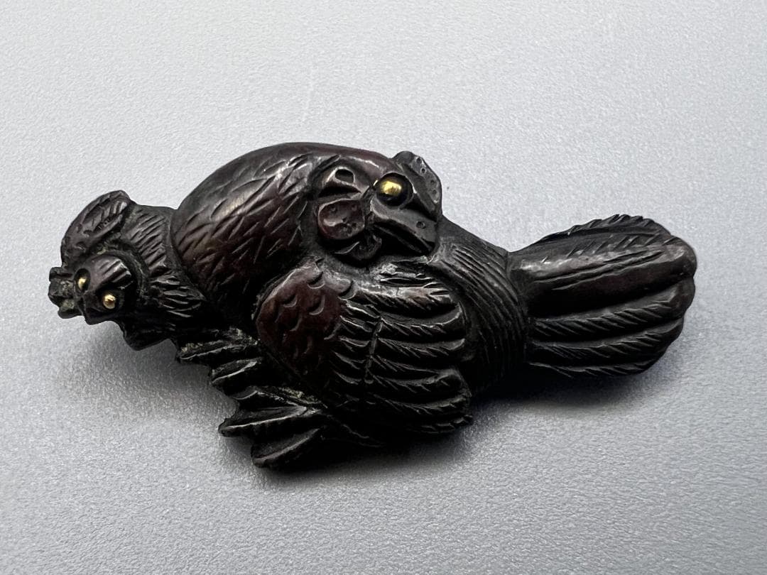 【海】江戸明治金工　鶏　獅子　龍　カニ　５点　金目　手彫　目貫　金銀象嵌　骨董品