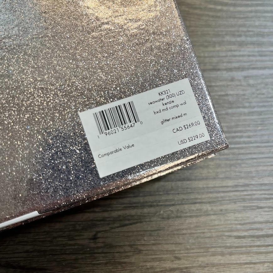 ケイトスペード ニューヨーク グリッター 二つ折り財布 キラキラ グリーン 箱付