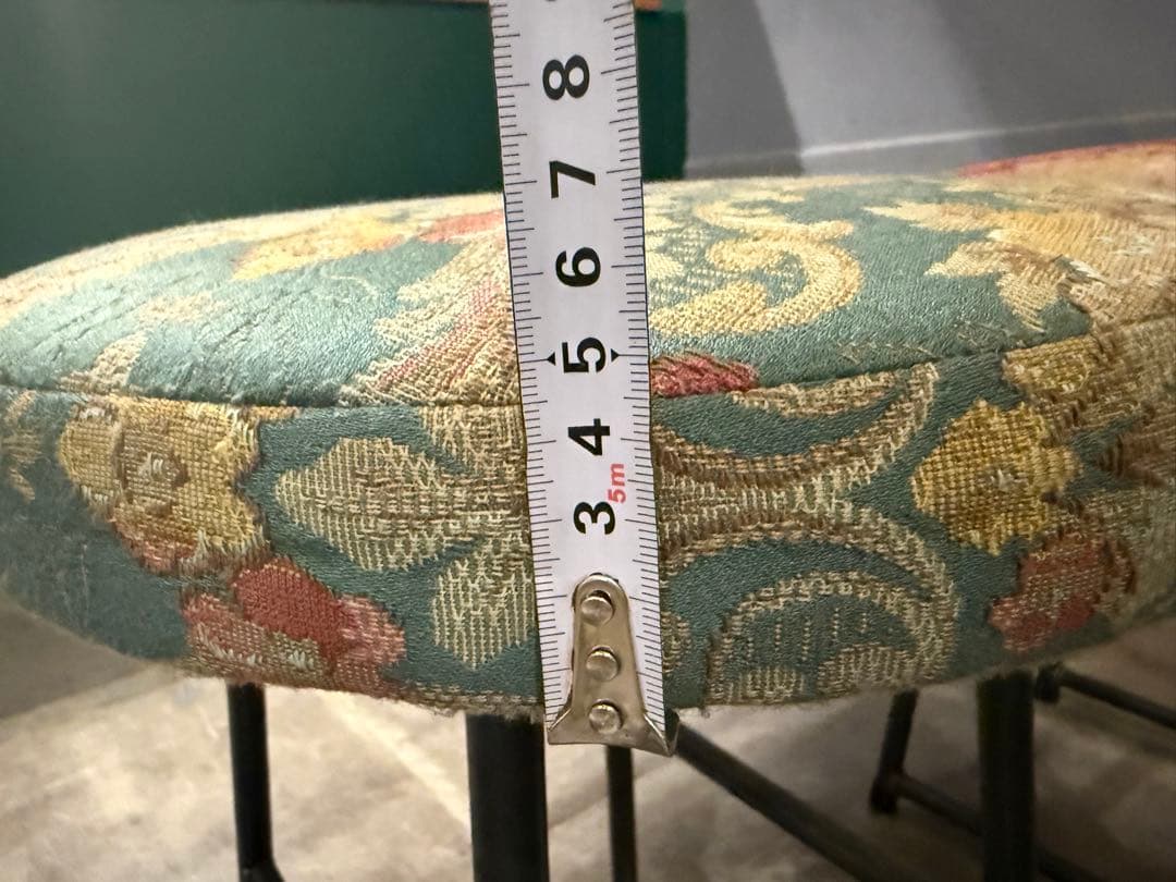 花柄円形スツール　アンティーク風　オリジナル　カフェ　二脚セット