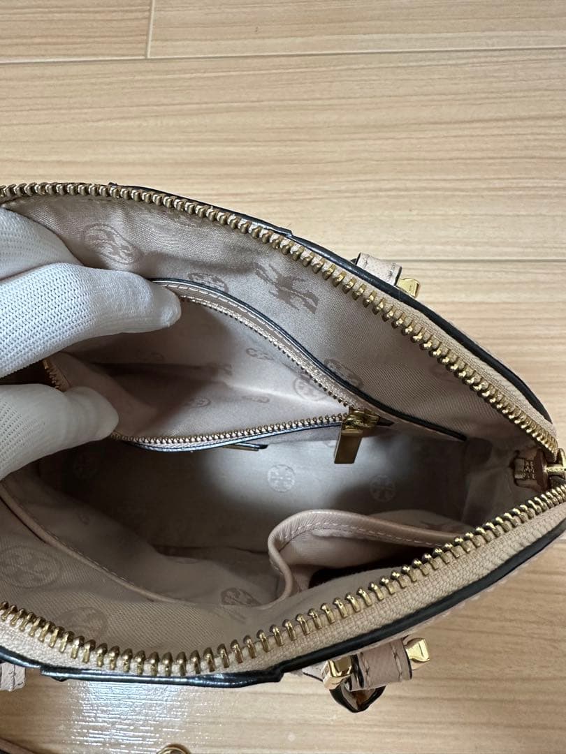 【保存袋付き】 トリーバーチ 2way ベージュ ブラック ハンド ショルダー