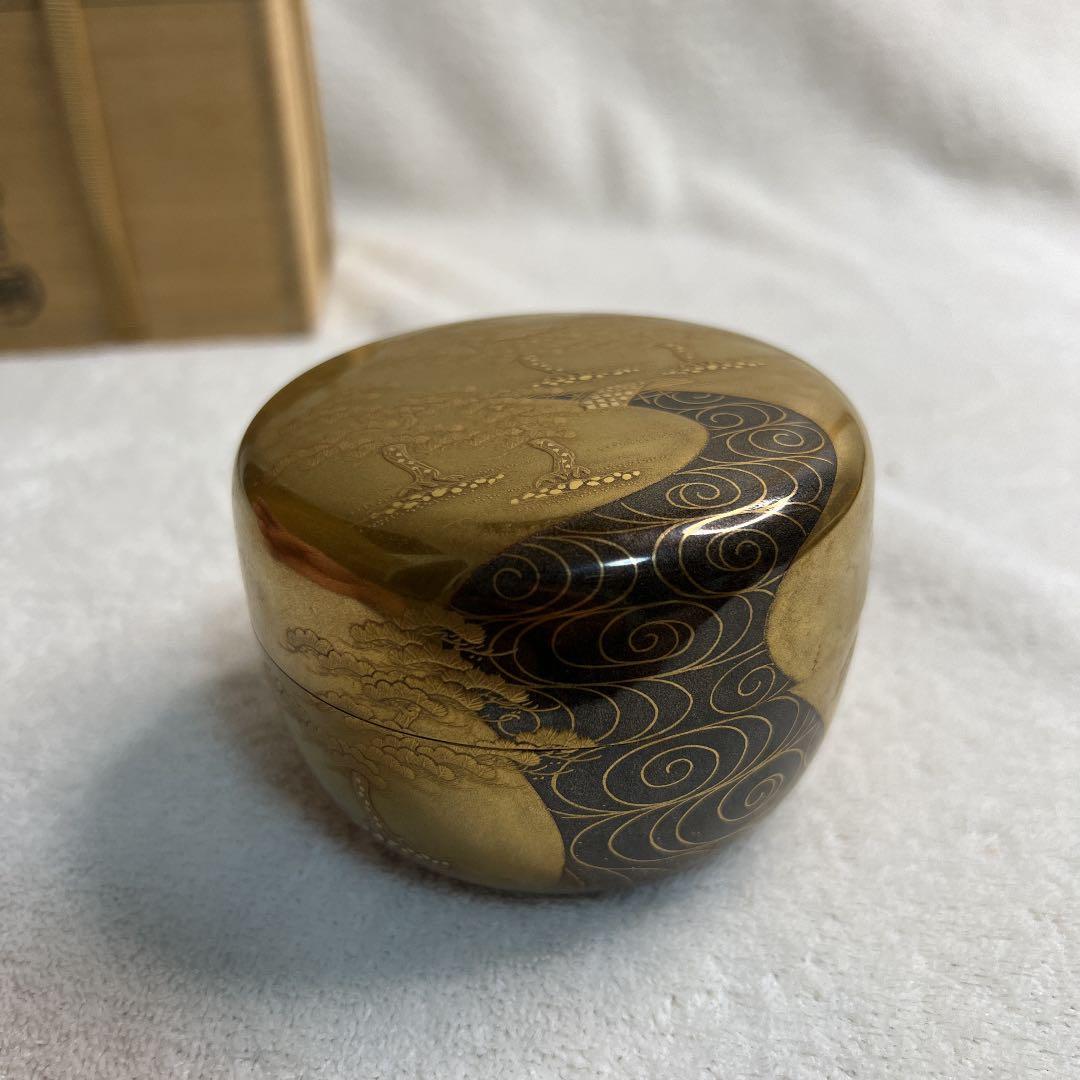 茶道具　金地住吉蒔絵　棗　荒井正春作