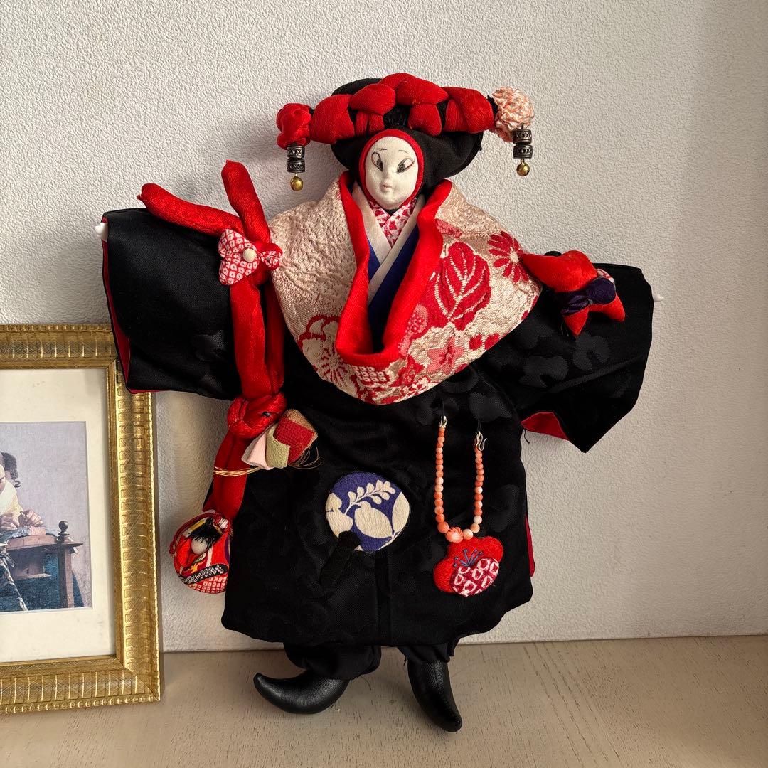 豊田信也　古布創作人形　スタンド付き
