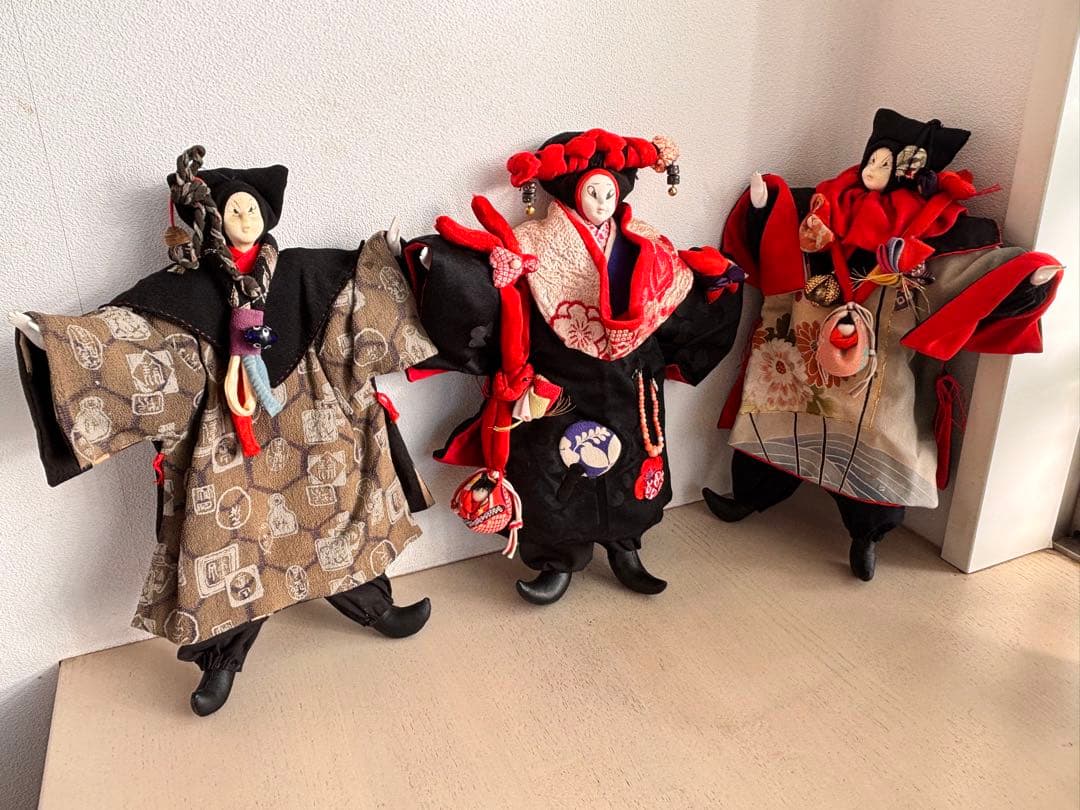 豊田信也　古布創作人形　スタンド付き