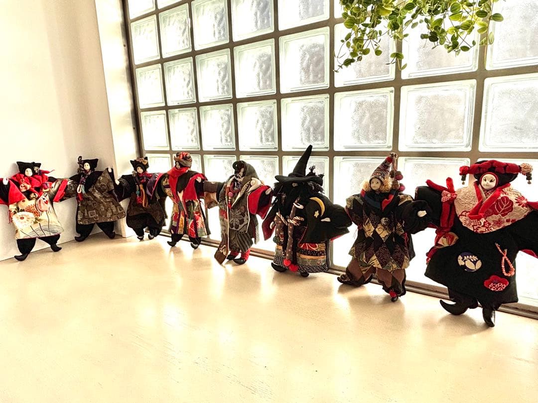 豊田信也　古布創作人形　スタンド付き