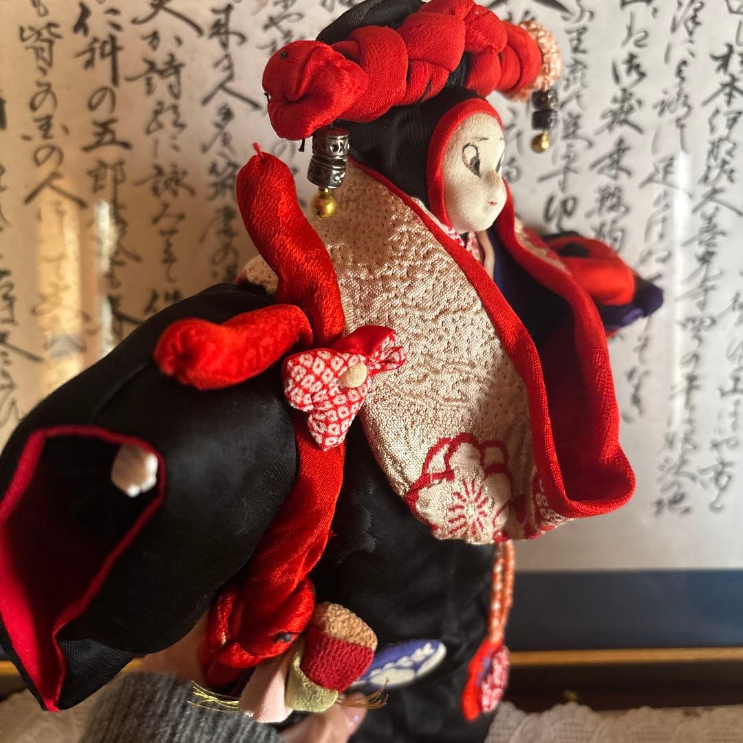 豊田信也　古布創作人形　スタンド付き