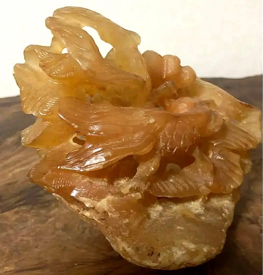 中国 古玉 出目金 透かし彫り 彫刻