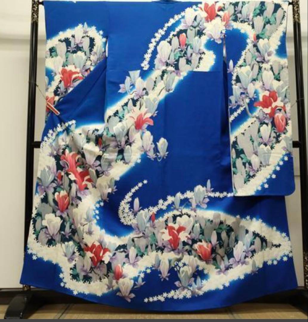 振袖 フルセット6点サイズM〜Ｌ草花文　暈し染め　正絹