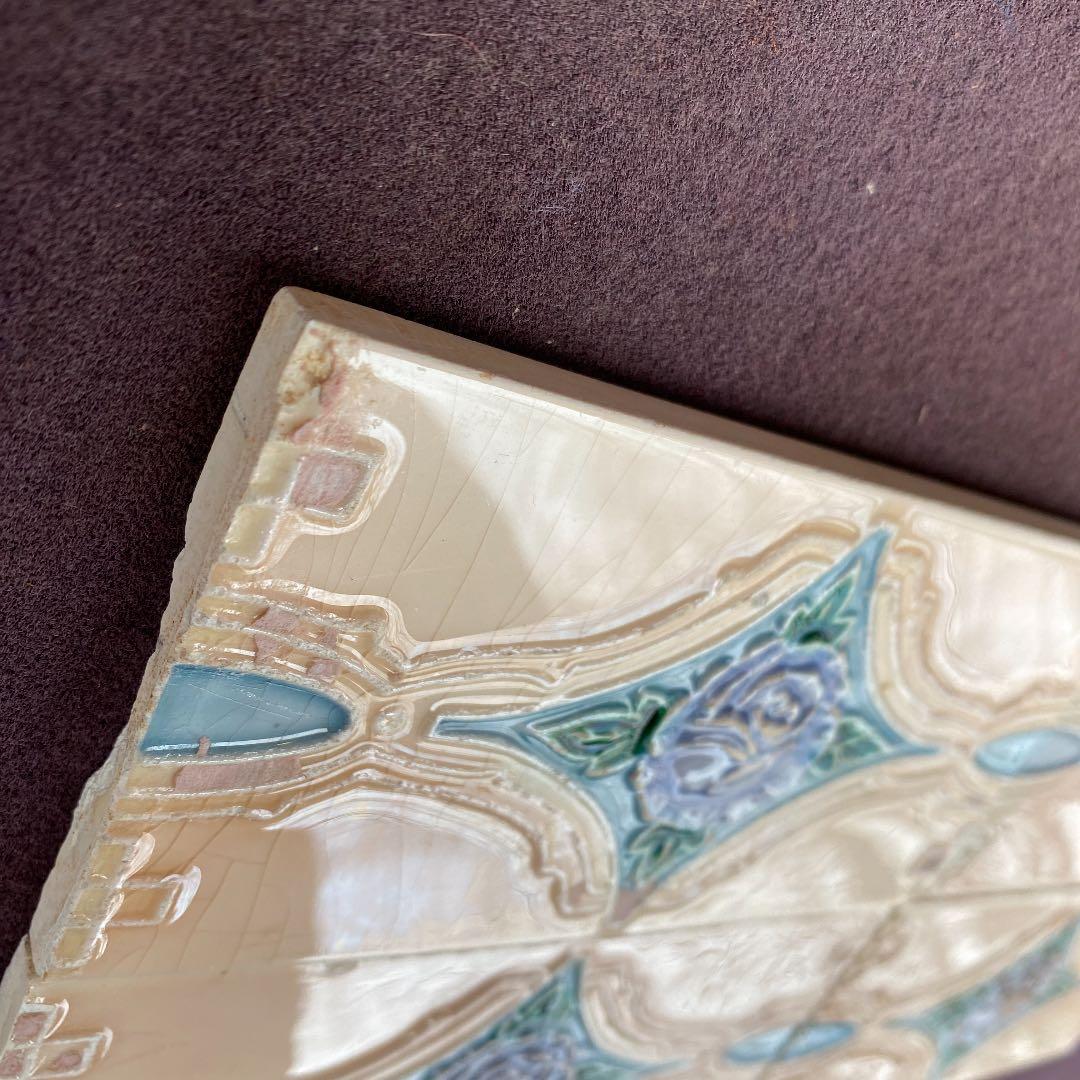 ハンドメイド日本製アンティークマジョリカタイル⑩Ａ４枚セット　プラナカンタイル