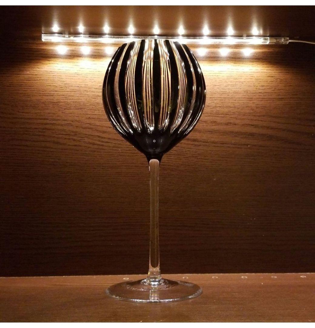 ギヤマン　アンティーク　ガラス工芸　縞カット　カットグラス　グラス　黒切子　水毬