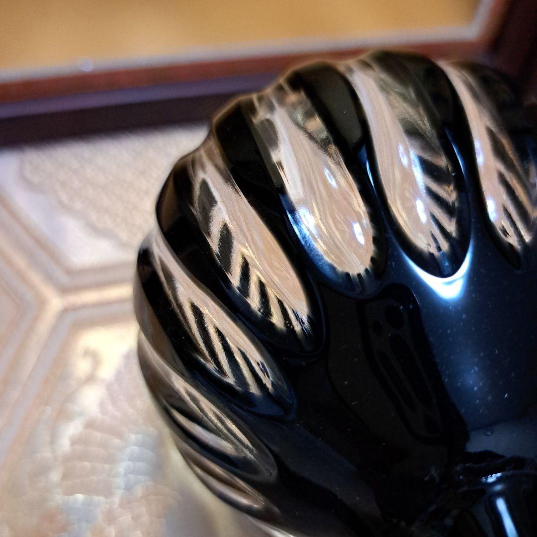 ギヤマン　アンティーク　ガラス工芸　縞カット　カットグラス　グラス　黒切子　水毬