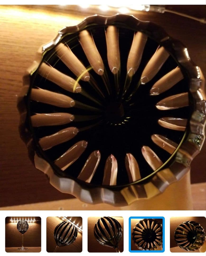 ギヤマン　アンティーク　ガラス工芸　縞カット　カットグラス　グラス　黒切子　水毬